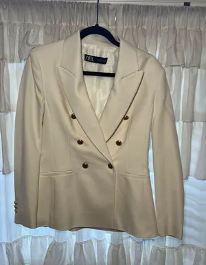 Double Breasted White Blazer thumbnail 1