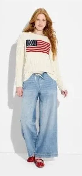 Wild Fable White Flag-Front Knit Sweater - Women's xL nwot thumbnail 1