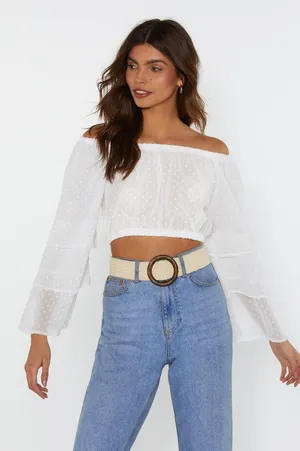 Nasty Gal Tier Me Out Off-the-Shoulder Crop Top thumbnail 1