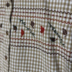Cascade Blues Womens M Gingham Embroidered Button Up‎ Shirt 3/4 Sleeve Top thumbnail 3