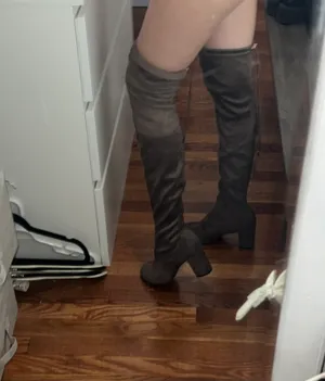 Amazon Over The Knee Taupe Suede Boots thumbnail 5