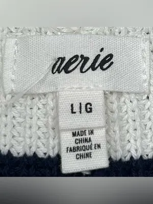Aerie Women's Size L Beyond Striped Quarter Zip Oversized Knit Nautical Sweater thumbnail 3