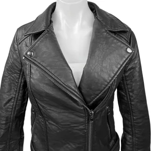 Topshop Womens Black Faux Vegan Leather Zip Up Collar Moto Coat Jacket Size 2 thumbnail 3