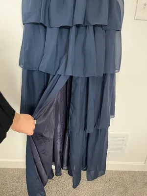 NWT Navy Blue Sleeveless Ruffle Bridesmaid Dress- Size 10 thumbnail 7