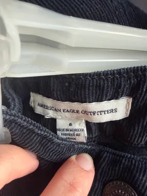 American Eagle Black corduroy button front mini skirt thumbnail 2