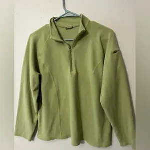 L.L. Bean Lime Green quarter-zip fleece pullover Sweater M Gorpcore Cabincore thumbnail 10