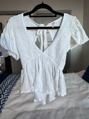 White Ruffle Free People Top thumbnail 1