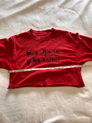 Punk Rock Is Not A Crime Red Cropped Tee Unisex T-Shirt Adult Sz M GUC thumbnail 4