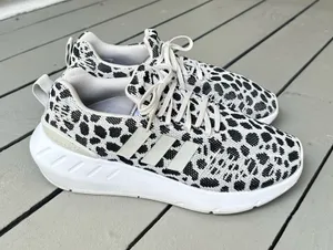 Adidas Women's Swift Run 22 "Dalmatian / Leopard" Running Shoes|Black white~7.5 thumbnail 1