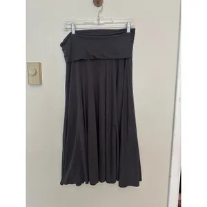 J. Crew Med. Midi Skirt Gray Cotton Modal Stretch Foldover Minimalist thumbnail 2