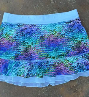 Sofibella Multi-colored sequin print mini tennis skirt with rainbow gradient Sz M #athletic #sporty #picklball thumbnail 1