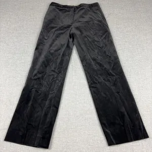 J McLaughlin Pants Womens 10 Black Velvet Dress Straight Leg Pockets Made USA thumbnail 1