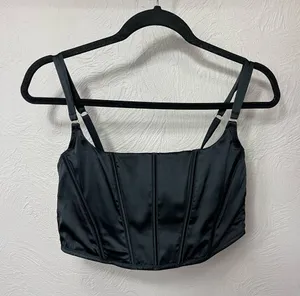 Black Satin Corset Top Size L thumbnail 1