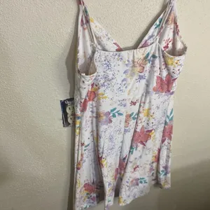 Mudd Womens Dress Size Large White Floral Print Sleeveless Lace Trim dress thumbnail 6