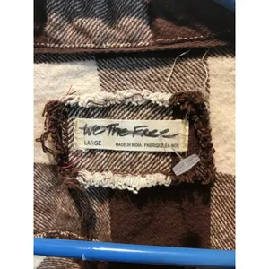 We the Free Brown and Cream Flannel Plaid Oversized Button up Shirt Size Lg thumbnail 3