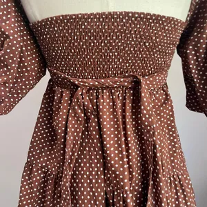 Faithfull the Brand Eryn‎ Mini Dress Brown & White Polka Dot Puff Sleeve Sz 4 thumbnail 10