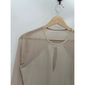 Abercrombie & Fitch Bodysuit‎ Women XL NWOT Cream Nude Long Sleeve Sheer Mesh thumbnail 4