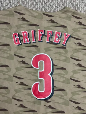 Cincinnati Reds Camouflage Ken Griffey Jr #3 MLB Jersey thumbnail 4