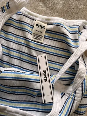VS PINK NWT Ribbed Stretch Stripe Tank Top Summer Cami Sz M Y2K thumbnail 4