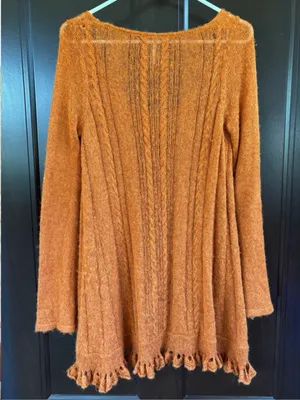 Free People Waterfall Alpaca Blend Cable Knit A Line Sweater Generous Size Small thumbnail 8