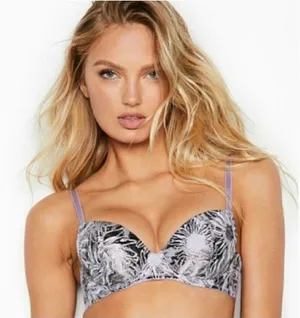 Womens Victorias Secret VS Dream Angels Lined Demi Silver Metallic Bra - Sz 34B thumbnail 1