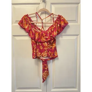 FREE PEOPLE Womens Blouse Cha Cha Stylish Raspberry Pink Size Small‎ OB944888 thumbnail 4