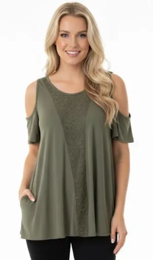 Altar'd State size medium olive green boho top thumbnail 1