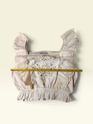 Zara Women's Blouse White Square Neck Lace Embroidered Pullover 100% Cotton XS thumbnail 5