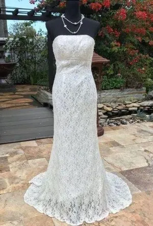 Glina David’s bridal floral lace beaded strapless wedding dress style s8551 sz 2 thumbnail 1
