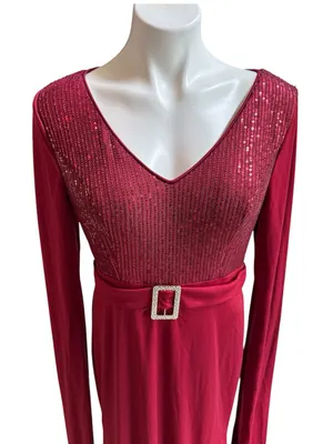 Giffniseti Mermaid Trumpet Floor Length Dress Maroon Large NWT thumbnail 5