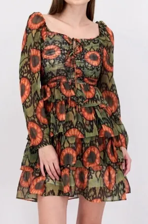 NWT Beulah Style Naiya Floral Dress XS Green Garden Party Fall Ruffle Wedding thumbnail 1