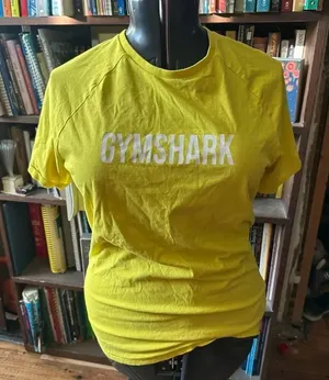 Gymnshark yellow graphic Athleisure M sporty T-shirtless thumbnail 1