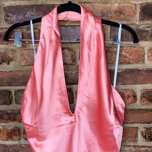 NWT Lulu's Zimri Light Pink Satin Halter Mini Dress Women's Size Small thumbnail 4