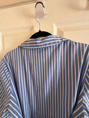 ivy + blu Blue and White Striped Button-Down Shirt Dress with Tie Back HOM1187-G thumbnail 7