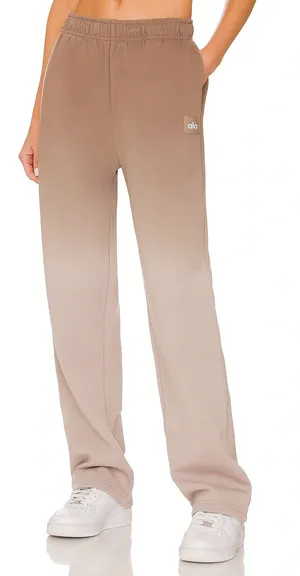 Alo High Rise Straight Leg Ombre Sweatpants in Gravel Sandstorm Brown XS thumbnail 1