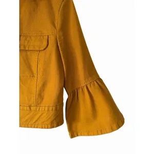 ANTHROPOLOGIE Nora‎ Flounce-Sleeved Trucker Jacket Golden Yellow Women's Size XS thumbnail 7