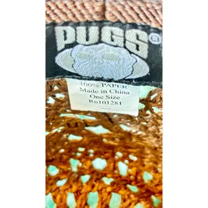 Pugs Western Cowgirl Boho Southern Rodeo Brown weaved hat thumbnail 4