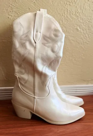 Billini White Western Heeled Cowboy Boots thumbnail 1