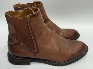 Franco Sarto Leather Ankle Boots Size 7.5 Brown Horrace Chelsea Booties Slip On thumbnail 1