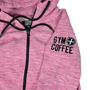 Gym + Coffee Pink Fleck Heathered Full Zip Hoodie‎ Jacket Athleisure Women Small thumbnail 4