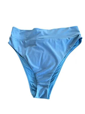 Aerie 2PC Triangle Waffle Weave Bikini Top High Waisted Bottom Sz XL/16 Blue thumbnail 3