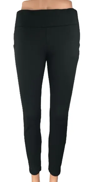 Zara Women's Black Mid Rise Skinny Stretch Trousers Leggings Ankle Pants Size L thumbnail 1