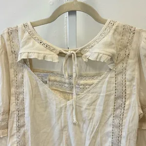 NWT American Eagle Outfitters Boho Babydoll Lightweight Blouse Keyhole Cream Med thumbnail 8