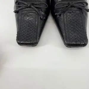 J Renee Black Reptile Square Toe Bow Heels 11W Romantic‎ Goth thumbnail 3