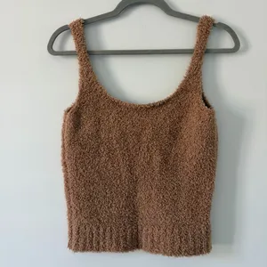 SKIMS Boucle Knit Sleeveless Cropped Tank Top Camel Brown S/M thumbnail 2