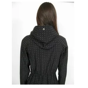 Lululemon Apres Yoga Jacket Black White Polka Dots Mid Length Hoodie thumbnail 14