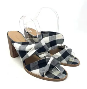 Madewell Alexandria Buffalo Plaid Mule Sandals in Black & White Size US‎ 9 thumbnail 1