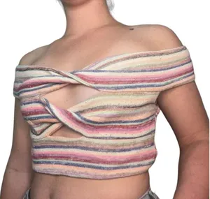 URBAN OUTFITTERS Kimchi Blue Off Shoulder Twisted Front Crop Top - M thumbnail 1