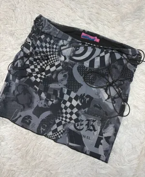 Edikted Tati Graphic Lace-Up Mini Skirt in Black & Gray thumbnail 1