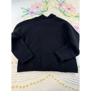 Lisa International Womens vtg Black 100% Boiled‎ Wool Button Front blazer M thumbnail 8